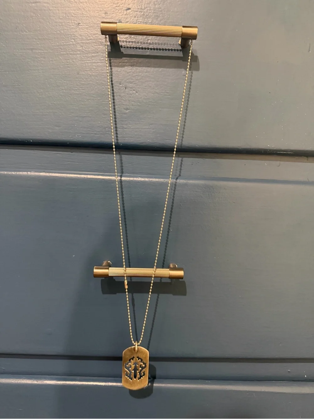Chrome Hearts Silver cut-out cross dog-tag pendant necklace